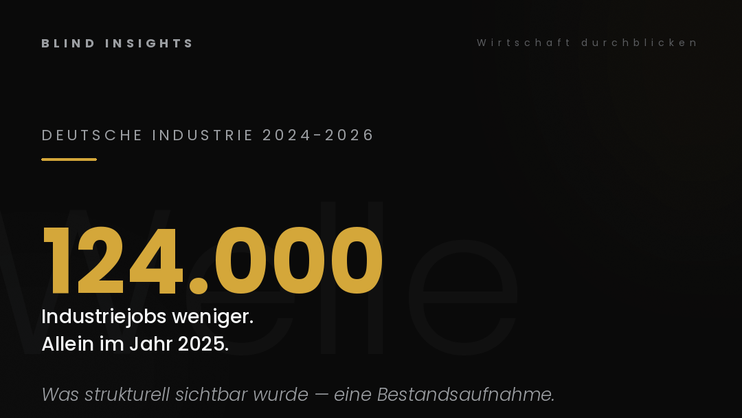Deutsche Industrie 2024 bis 2026 — 124.000 Industriejobs verschwanden allein 2025, was strukturell sichtbar wurde