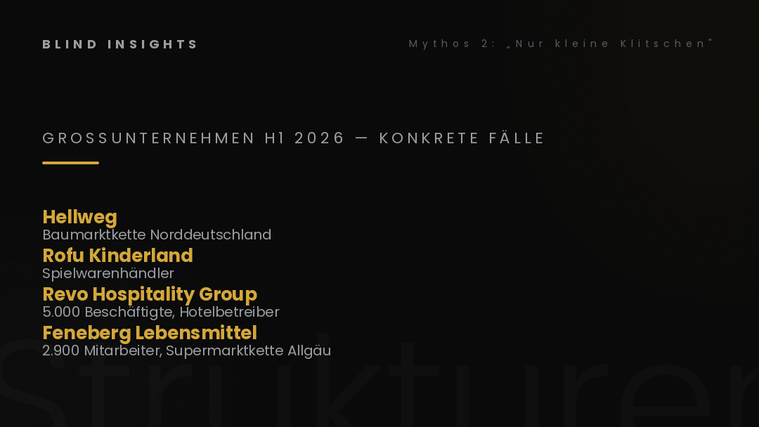 Großunternehmen-Insolvenzen H1 2026 — Hellweg, Rofu Kinderland, Revo Hospitality Group, Feneberg Lebensmittel