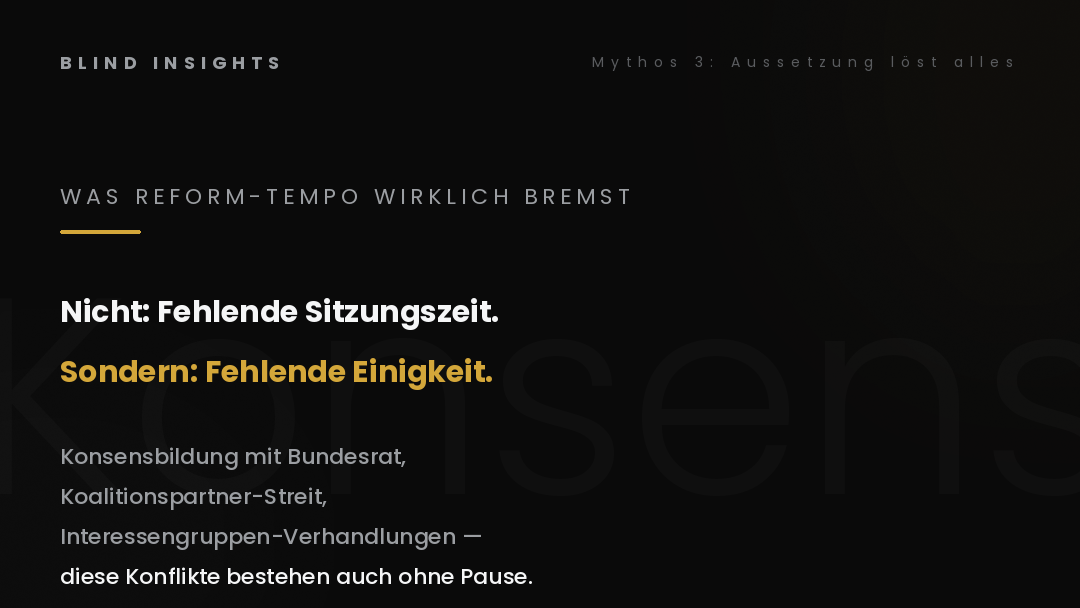Was Reform-Tempo wirklich bremst — nicht fehlende Zeit, sondern fehlender Konsens zwischen Koalitionspartnern